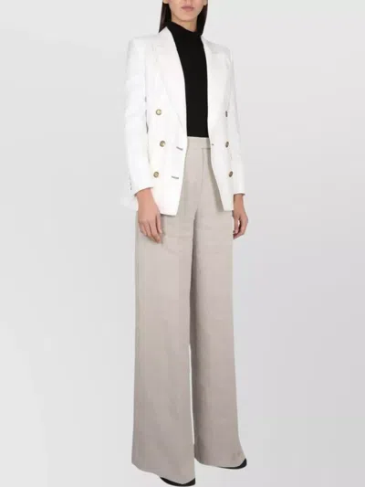 Max Mara Double Breasted Jacket Notched Lapels Flap Pockets In White