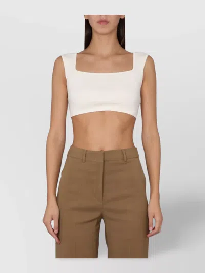 Max Mara Square Neck Sleeveless Cropped Top In White