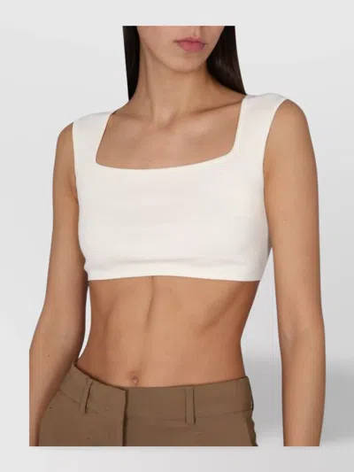 Max Mara Square Neck Sleeveless Cropped Top In White