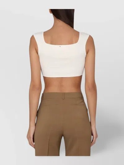 Max Mara Square Neck Sleeveless Cropped Top In White