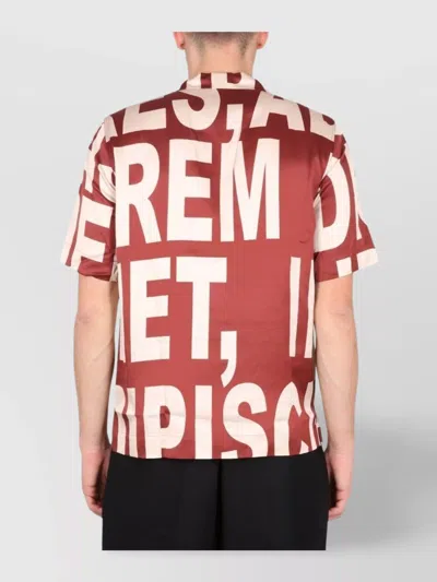 Dries Van Noten Short Sleeve Bowling Collar Printed Shirt In Brown