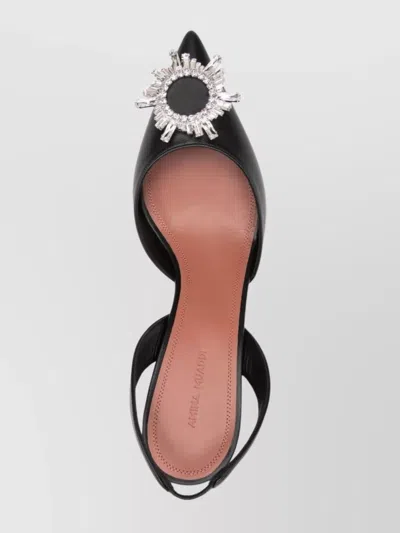 Amina Muaddi Leather Slingback Pumps Featuring Sculptural Heel In Black