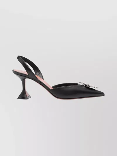 Amina Muaddi Leather Slingback Pumps Featuring Sculptural Heel In Black