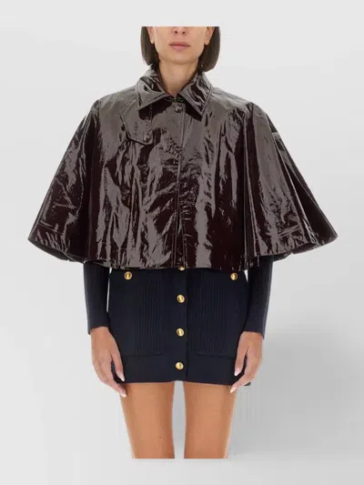 Chloé Short Sleeve Cape Jacket With Button Detail In Black