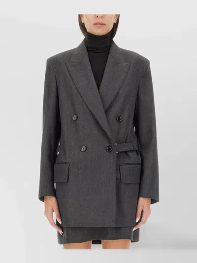 Max Mara Longline Jacket With Button Design And Flap Pockets In Gray