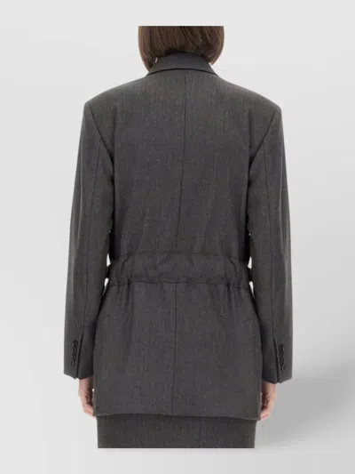 Max Mara Longline Jacket With Button Design And Flap Pockets In Gray