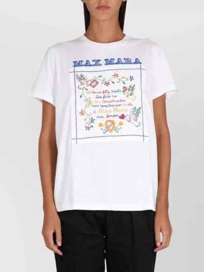Max Mara Graphic Embroidered Crew Neck T-shirt In White
