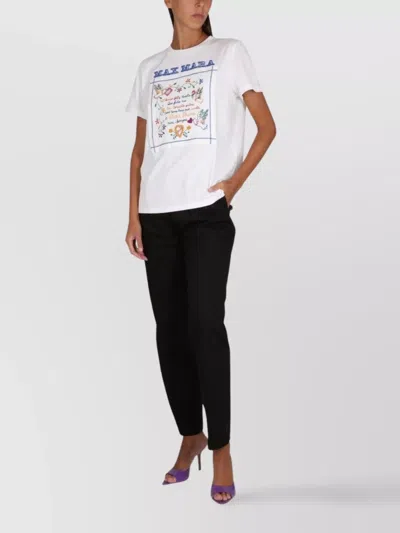 Max Mara Graphic Embroidered Crew Neck T-shirt In White