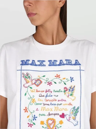 Max Mara Graphic Embroidered Crew Neck T-shirt In White