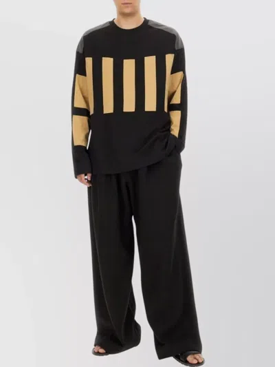 Dries Van Noten Color Block Crew Neck Sweatshirt In Multi