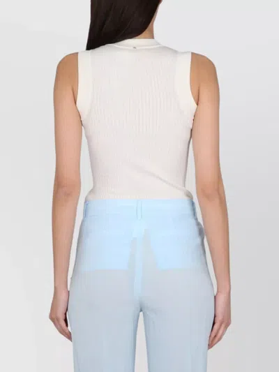 Max Mara Sleeveless Ribbed Cotton Tank Top In White