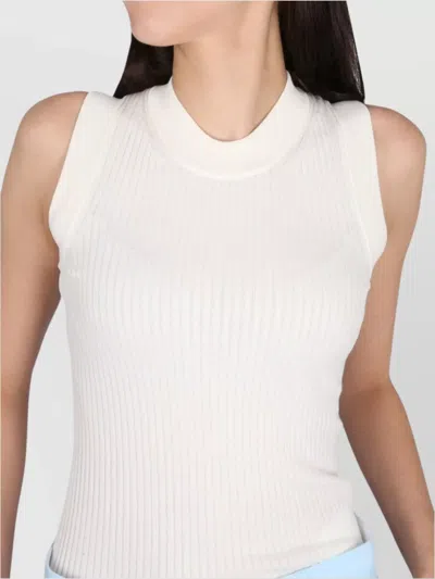 Max Mara Sleeveless Ribbed Cotton Tank Top In White