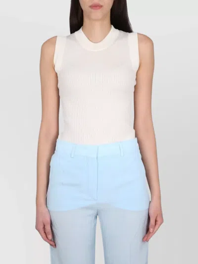 Max Mara Sleeveless Ribbed Cotton Tank Top In White