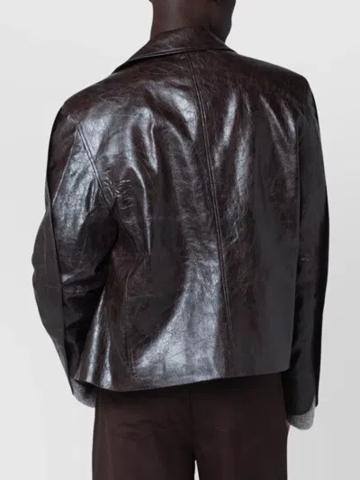 Séfr Collared Long Sleeve Textured Coat In Animal Print