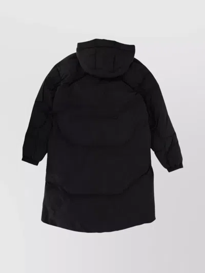 Jg1 Long Quilted Jacket With Hood And Pocket In Black