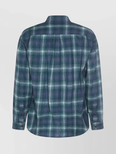 Auralee Checked Long Sleeve Button-down Shirt In Blue