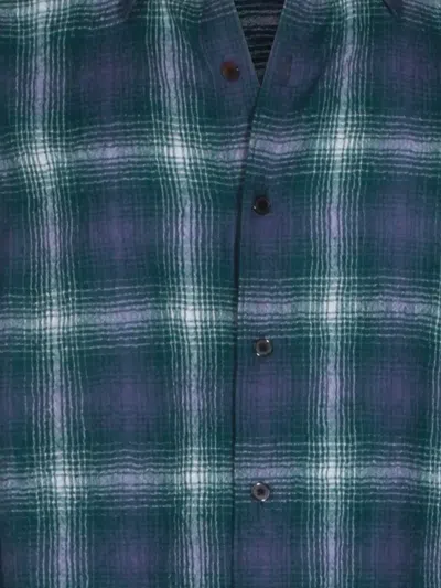 Auralee Checked Long Sleeve Button-down Shirt In Blue