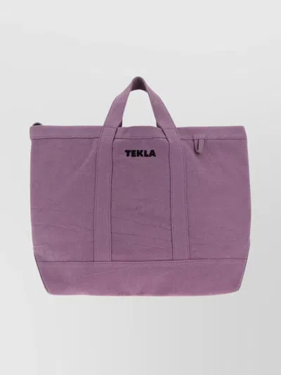 Tekla Canvas Tote Bag Top Handles In Purple