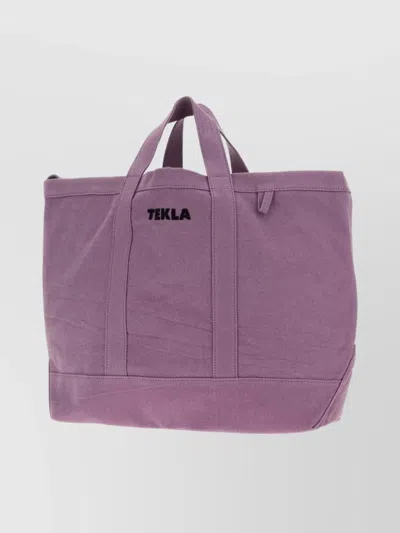 Tekla Canvas Tote Bag Top Handles In Purple