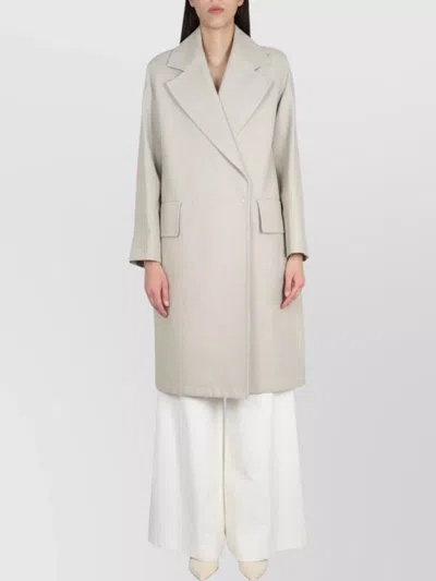 Max Mara Double Breasted Linen Jersey Coat In Neutral