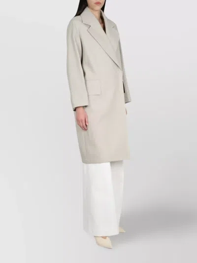 Max Mara Double Breasted Linen Jersey Coat In Neutral