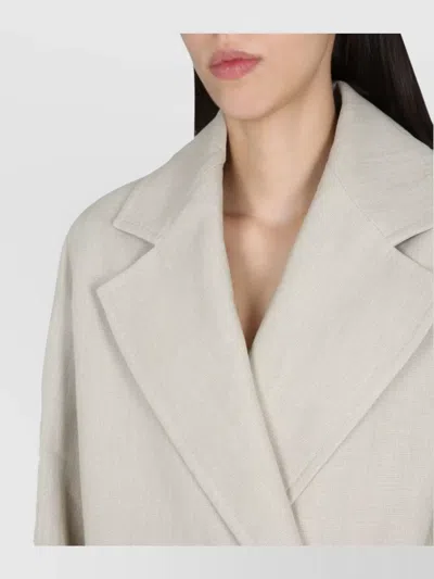 Max Mara Double Breasted Linen Jersey Coat In Neutral