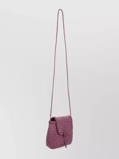 Dragon Diffusion Woven Texture Shoulder Bag With Long Strap In Purple