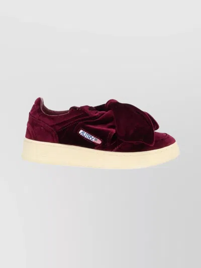 Autry Bordeaux Sneakers With Velcro Strap And Off-white Sole In Red