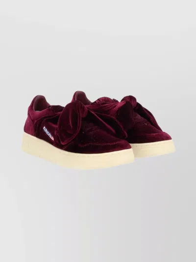 Autry Bordeaux Sneakers With Velcro Strap And Off-white Sole In Red