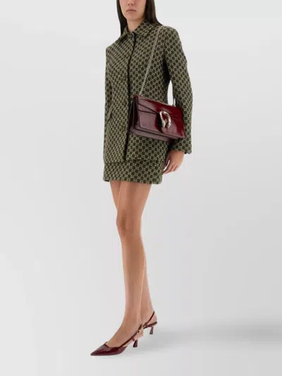 Gucci Monogram Patterned Cotton Blend Jacket In Green