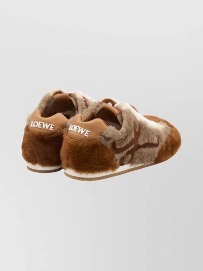 Loewe Ballet Runner 2.0 Leather-trimmed Shearling Sneakers In Brown