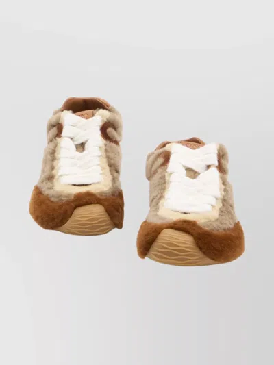 Loewe Ballet Runner 2.0 Leather-trimmed Shearling Sneakers In Brown
