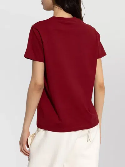 Moncler Embroidered Tonal Logo Cotton T-shirt Clothing In Burgundy