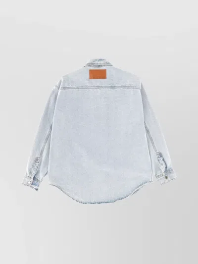 Msgm Long Sleeve Shirt Chest Pocket In Blue