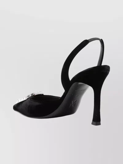 Amina Muaddi Scarpe Con Tacco Camelia In Velluto Nero  Donna In Black