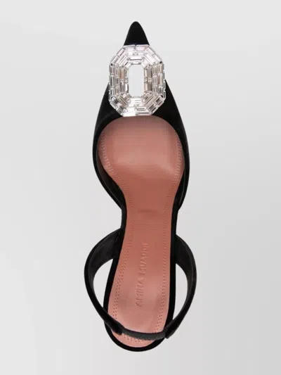 Amina Muaddi Scarpe Con Tacco Camelia In Velluto Nero  Donna In Black