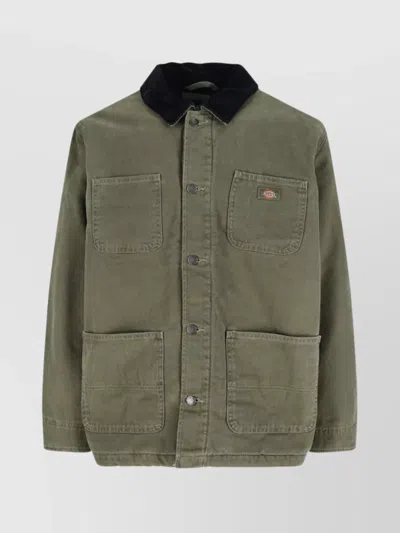 Dickies Relaxed Fit Jacket Corduroy Collar In Green