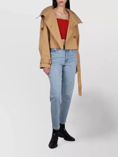 Acne Studios Cropped Long Sleeve Fitted Top In Brown