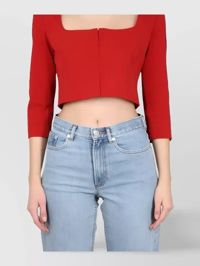 Acne Studios Cropped Long Sleeve Fitted Top In Brown