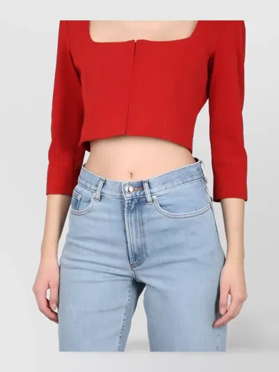 Acne Studios Cropped Long Sleeve Fitted Top In Brown