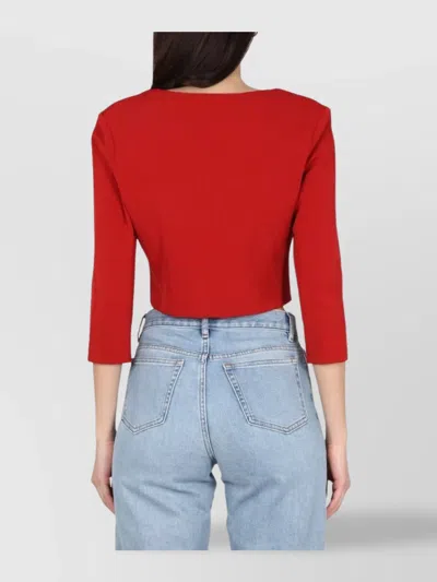 Acne Studios Cropped Long Sleeve Fitted Top In Brown