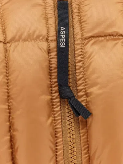 Aspesi Nylon Down Jacket Adjustable Hem In Brown