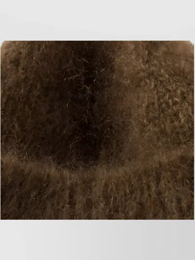 Miu Miu Mohair Hat With Folded Brim And Soft Texture In Brown