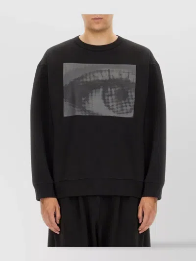 Dries Van Noten Graphic Print Crew Neck Long Sleeve Sweatshirt In Black