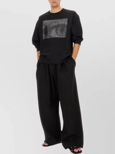 Dries Van Noten Graphic Print Crew Neck Long Sleeve Sweatshirt In Black