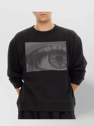 Dries Van Noten Graphic Print Crew Neck Long Sleeve Sweatshirt In Black