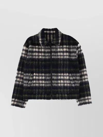 Msgm Cozy Plaid Long Sleeve Jacket In Black