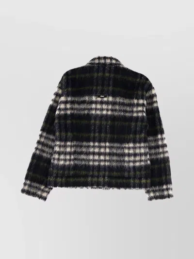 Msgm Cozy Plaid Long Sleeve Jacket In Black