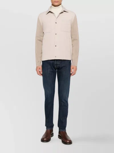 Herno Tailored Blazer With Chest Pockets And Collared Neck In Neutral