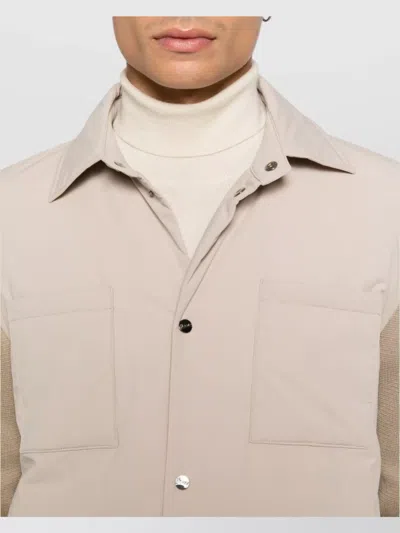 Herno Tailored Blazer With Chest Pockets And Collared Neck In Neutral